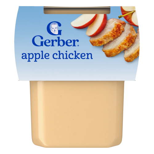 Gerber Baby Food, Stage 2 Apple Chicken Puree 4 oz Tub, 2 Pack for Infant Nutrition