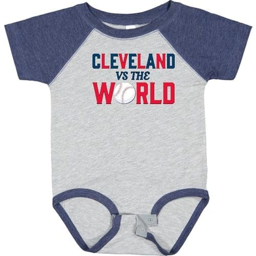 inktastic Cleveland Vs. the World Blue and Red with Baseball Baby Bodysuit