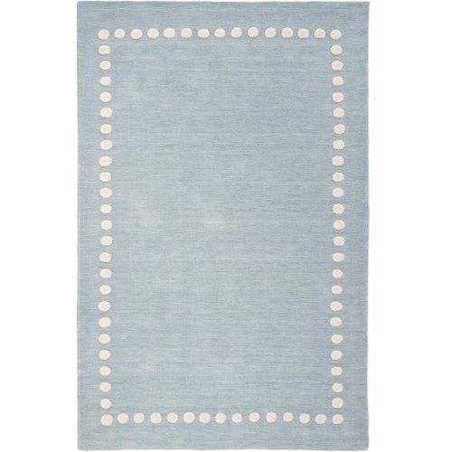 SAFAVIEH Kids Collection Area Rug - 6' x 9', Blue & Ivory, Handmade Polka Dot Border Wool, Ideal for High Traffic Areas in Living Room, Bedroom (SFK802M)