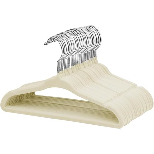 ManGotree Baby Velvet Clothes Hangers, Kids Toddler Children's Hangers for Clothes Space Saving Non-Slip (30 Pack, Beige) - Cream