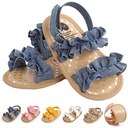 Ohwawadi Baby Boys Girls Sandals Soft Sole Summer Infant Wedding Dress Flat Shoes Beach Sandal Newborn Crib Shoes First Walkers