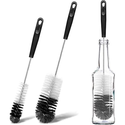 2 Pcs Bottle Brushes Set, Long Thin Flexible Bendable Flexible Cleaner for Narrow Neck Bottles, Water/Wine/Beer/Baby Bottles, Pipes, Tubes, Hoses, Teapots - Bendable & Dishwasher Safe