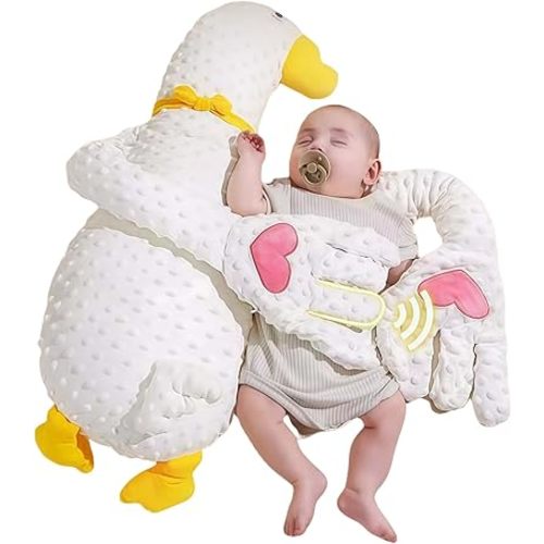 Companion Plush Toy - Animal Shaped Comforting Pillow, Soft Sensory Stuffed Animal for Soothing & Cuddling (White Goose)