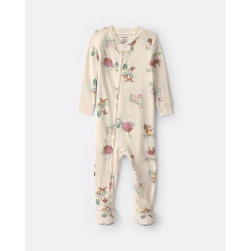 Baby Girl 1-Piece Country Farm 2-Way Zip 100% Cotton Snug Fit Footed Pajama - Cream | Carter's