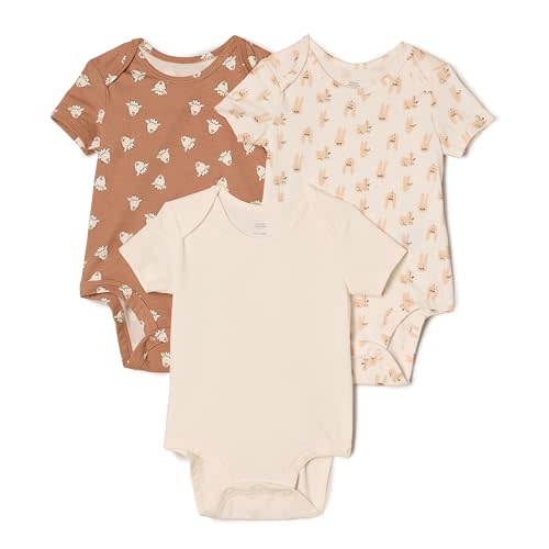 Amazon Essentials x Sofia Grainge Unisex Babies' Short Sleeve Crewneck Bodysuit, Pack of 3