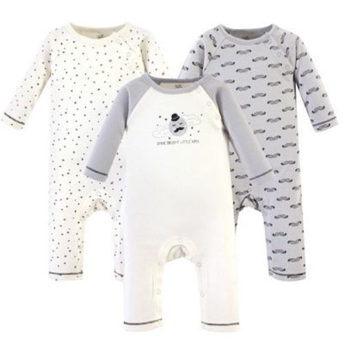 Touched by Nature Baby Boy Organic Cotton Coveralls 3pk, Mr. Moon