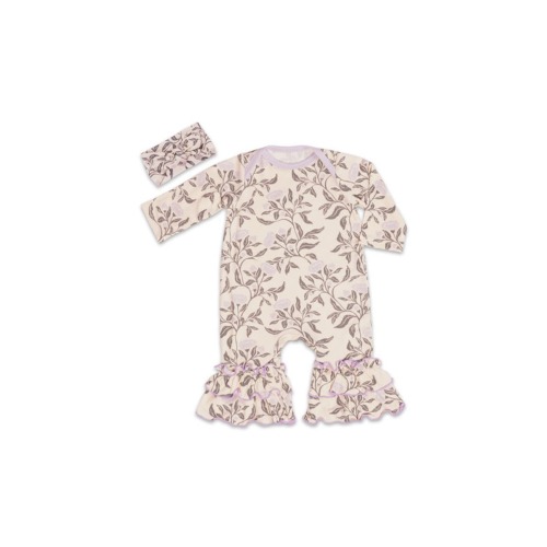 Ruffle Romper & Head Wrap Set, 3-6M
