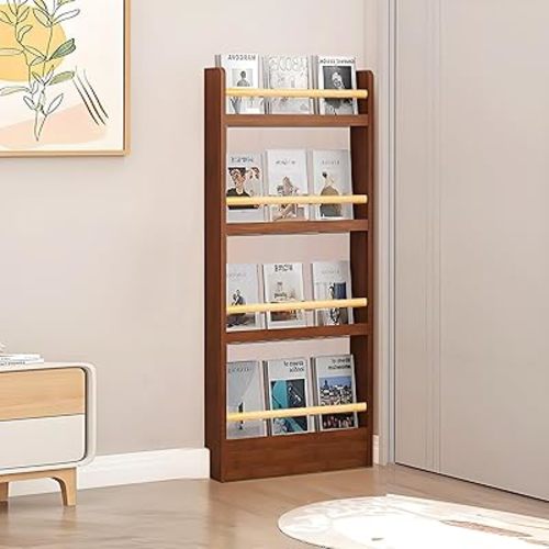 Book Shelf, Behind The Door Bookshelf, Wooden Kids Book Shelf 3/4/5/6 Tier, for Toys and Books, Space-Saving Wall Mount Narrow