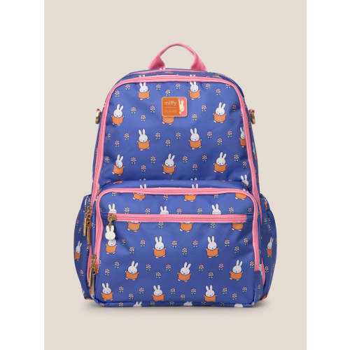 Miffy Flower Fields Zealous Diaper Bag Backpack - Blue & Orange