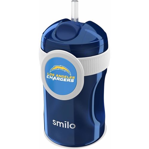 Smilo Straw Cup - Los Angeles Chargers Officially Licensed NFL Sippy Cup - Baby and Toddler Cup with Weighted Silicone Straw and 8.5 oz Capacity - BPA-Free