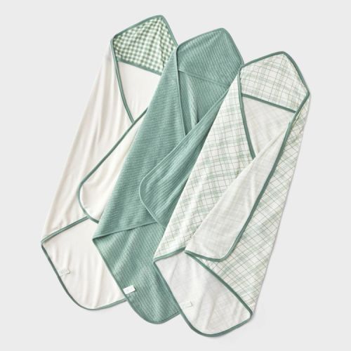 Baby 3pk hooded Bath Towel - Cloud Island™ Green