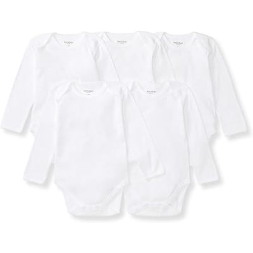 Burt's Bees Baby Unisex Organic Cotton Short and Long Sleeve Bodysuits, 5-Pack