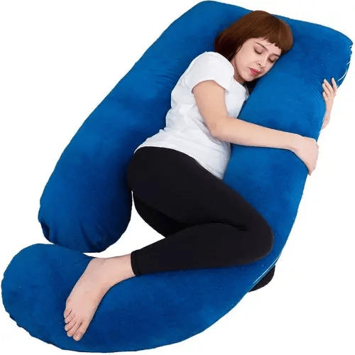 60 Inch Pregnancy Pillows for Sleeping, Extra Large U Shaped Body Pillow, Pregnancy Pillow, Maternity Pillow for Pregnant Women with Velour Cover (Blue)