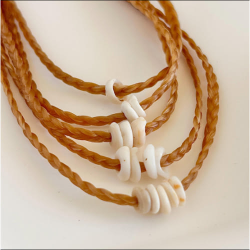 Customizable Hawaiian Puka shell braided necklace - 3 puka shells 14”