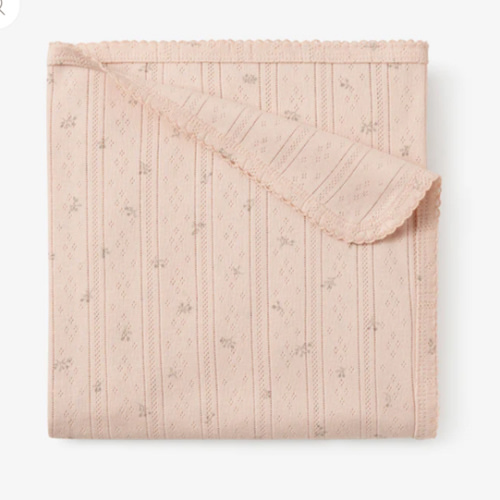 Blush Floral Organic Cotton Pointelle Baby Blanket – Elegant Baby