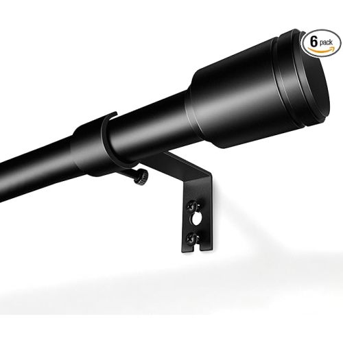 5/8” Diameter Curtain Rods 30-90 Inch, for 30-84 Inch Windows, Adjustable Splicing Black Curtain Rods for Windows with Brackets, Window Rod Long Small Curtains Rod