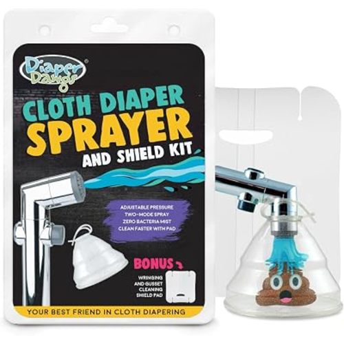 Premium Dual Mode Cloth Diaper Sprayer – Includes Patented Germ and Splatter Shield – A Powerful Diaper Washer Hand Held Bidet Sprayer for Cloth Diapers
