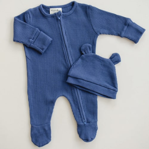 Luna + Luca Bear Waffle Set - Stormy Blue