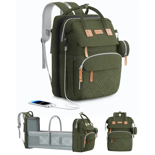 Diaper Bag Backpack with Changing Station, Large Diaper Bag, Baby Bag, Multifunctional Diaper Bag, ARMYGREEN