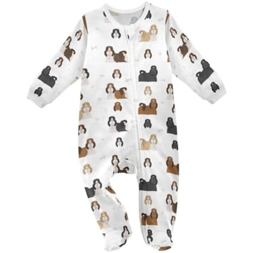 vvfelixl Exercises Doberman Dog Baby Sleepers For Girl Boys Newborn Baby Play One-Piece Footies For 0-24 Months White