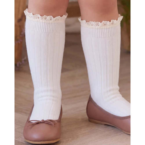 HARPER KNEE HIGH SOCK - 3-12m / parchment