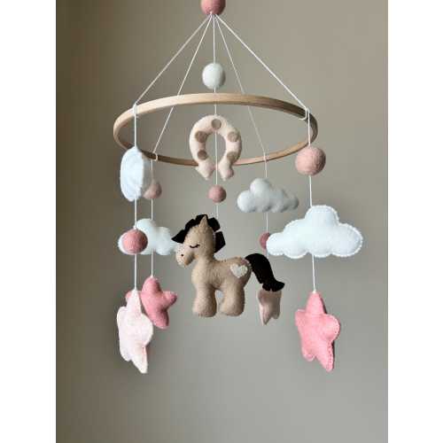 Horse Baby Mobile, Felt Horse Crib Mobile, Neutral Nursery Decor, Western Nursery Mobile, Cowboy Baby Mobile, Boho Baby Mobile Girl
