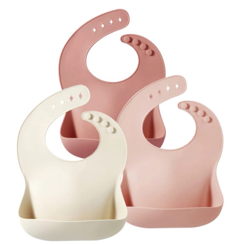 PandaEar Silicone Bibs for Babies Toddlers Girls| Adjustable Waterproof BPA Free Soft Durable Bibs for eating with Large Pocket Food Catcher
