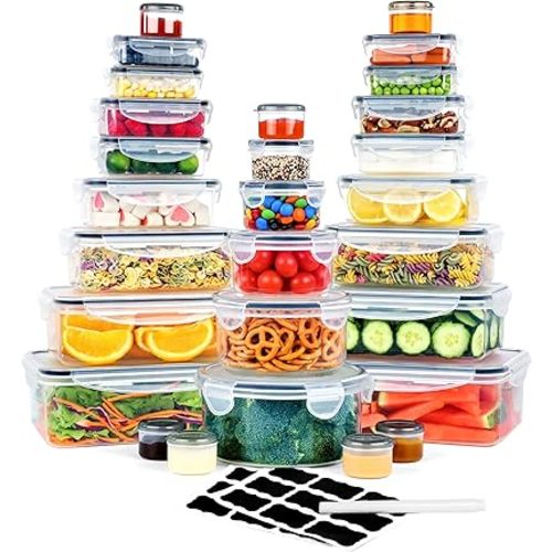 56 Pcs Large Food Storage Containers Set with Lids, Airtight Plastic Containers for Pantry & Kitchen Organization, BPA-Free, Leak-Proof