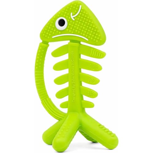 3 in 1 Infant Toys, Baby Teething Toys 3–6 6–12 Months, Teethers for Babies 0–3–6–12 Months for Teething Relief, Baby Gift, Baby Teether Toys, Silicone Sensory Toys, USA Patent Pending, Fish (Green)