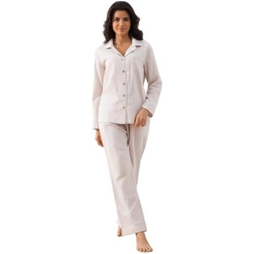 Women Pajama Sets, 2 Piece 100% Cotton Pajamas Set, Double Gauze Superior Comfort Feel, Long Sleeve Sleepwear