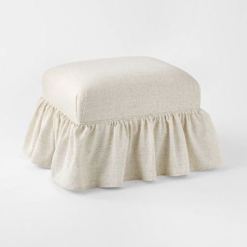 Ruffle Skirt Ottoman Cream Flecked Linen - Threshold™ designed with Studio McGee