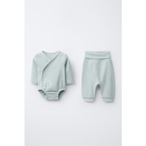 STRIPED SAORUEL BODYSUIT AND PANTS SET - Greenish | ZARA United States