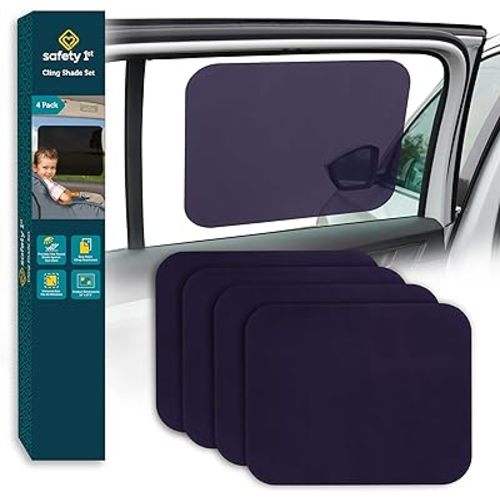 Safety 1st Cling Car Window Shades for Baby, Sun Blocker, Privacy Glare Shield & UV Protection for Your Child, Static Side Sun Shade, Window Blinds Rolls Down Shade Stays On, Black Tint, Pack of 2