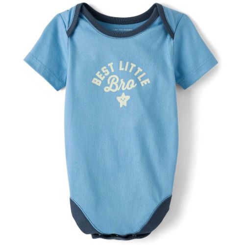 The Children's Place Baby Short Sleeve Best Little Bro Graphic Bodysuit Blue 0-3 M