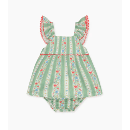 Sage Floral Stripe Elicia Baby Summer Set | La Coqueta UK – La Coqueta Kids
