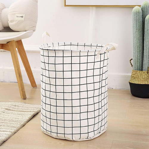OFEFE 17" Collapsible Round Laundry Hamper - Large Storage Basket with Zipper Top, Foldable Toy Bin for Boys & Girls Room Decor, Heavy-Duty 600D Polyester Hamper Basket