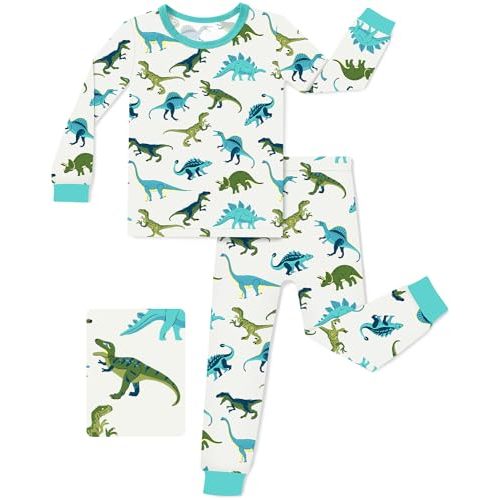 babee Reshinee Bamboo Viscose Toddler Kids Pajamas Set, Long Sleeve Boys | Boys & Girls 2-Piece Snug Fit PJs, Cozy All-Season 12M-8Y Sleepwear, Jammies, Breathable, Stretchy, Tagless, Buttery Soft