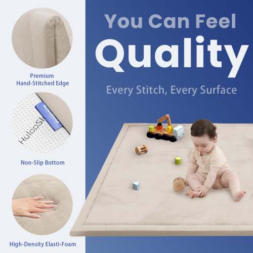HulooSleep® Wide-edge Baby Play Mat (Beige) – Huloosleep