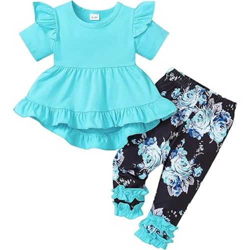 Baby Girl Clothes Infant Toddler Girl Outfit Long Sleeve Shirts Top Rufffle Pants Little Girls Clothes