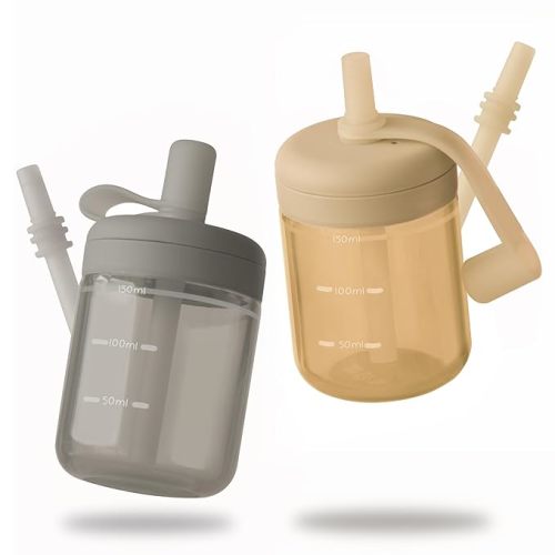 Moonkie Baby Straw cup | Silicone Toddler Sippy Cup Training Cup with Straw Lid | BPA-Free Drop-Proof Baby Cup | Led Weaning | 6 Months+, 5 oz, 2pack