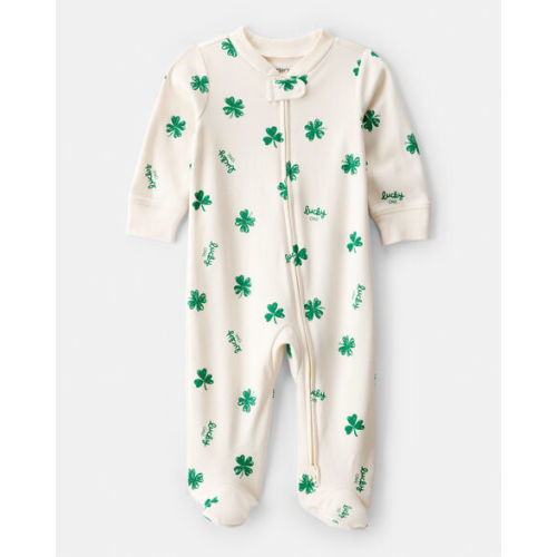 Baby St. Patrick's Day 100% Cotton Snug Fit 2-Way Zip Sleep & Play Pajamas - Ivory - Carter's | Carter's