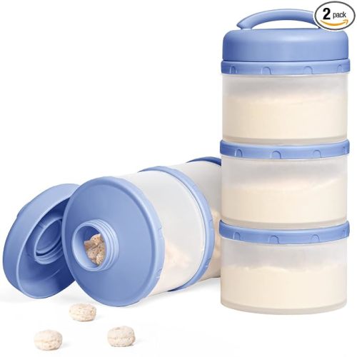 Termichy Stackable Formula Dispenser Portable Milk Powder Container, 2 Pack, Blue