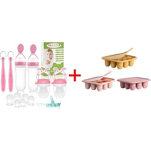 Baby Breastmilk Popsicle Molds & Baby Fruit Feeder-WAJIAYON Silicone Baby Food Freezer Tray,Baby Food Pacifier Feeder and Teether