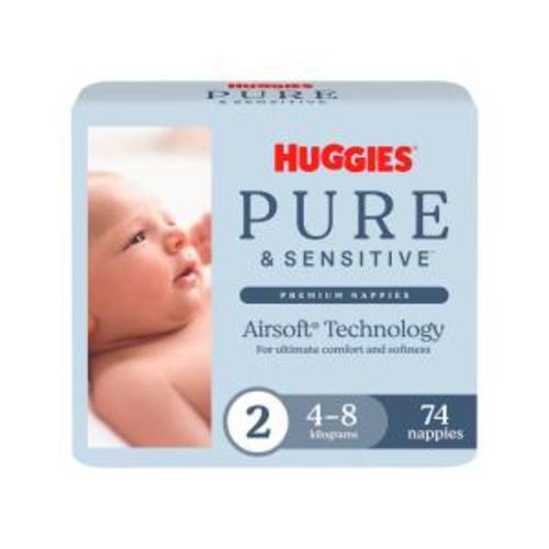 Huggies Pure And Sensitive Nappies Size 2 | 74 Pack