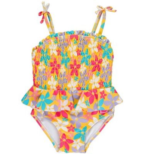 Rufflebutts Baby Girls Upf50+ Peplum Smocked Bodice One Piece - Endless Summer Floral, 3-6m