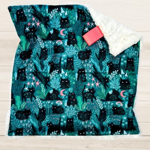 Black Cat Lovey Blanket | Mini Security Blanket for Babies | Unique Gift for Baby Girl | Nursery Decor