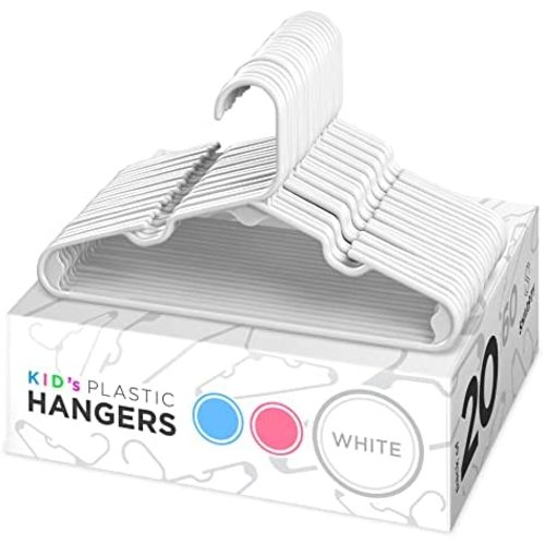 Sharpty Kids Hangers Plastic, Children's Hangers Ideal for Everyday Standard Use, Baby Hangers Kids (White, 20 Pack)