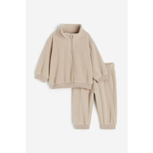 2-piece Fleece Set - Beige, 3M (2-4M)