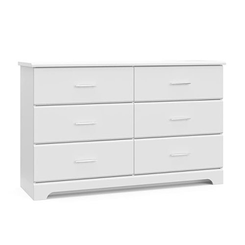 Storkcraft Brookside 6 Drawer Double Dresser (White) – GREENGUARD Gold Certified, Dresser For Nursery, Kids, Chest Of Drawers - 6 Drawer Dresser