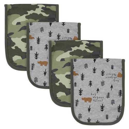 4-Pack Boys Bear Terry Burp Cloths